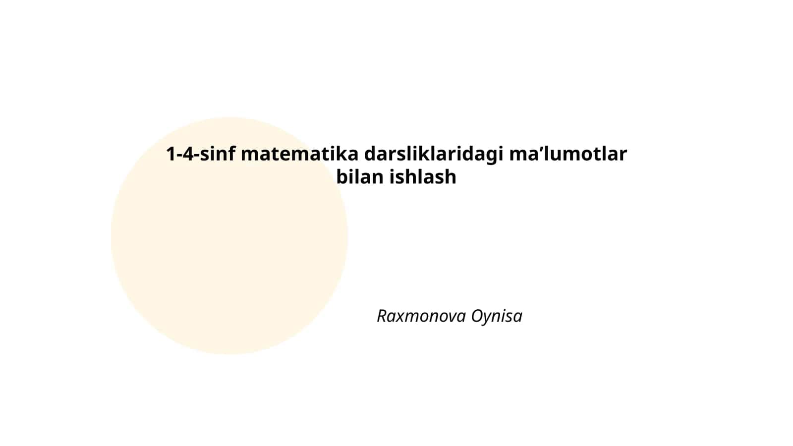 1-4-sinf matematika darsliklaridagi maʼlumotlar bilan ishlash