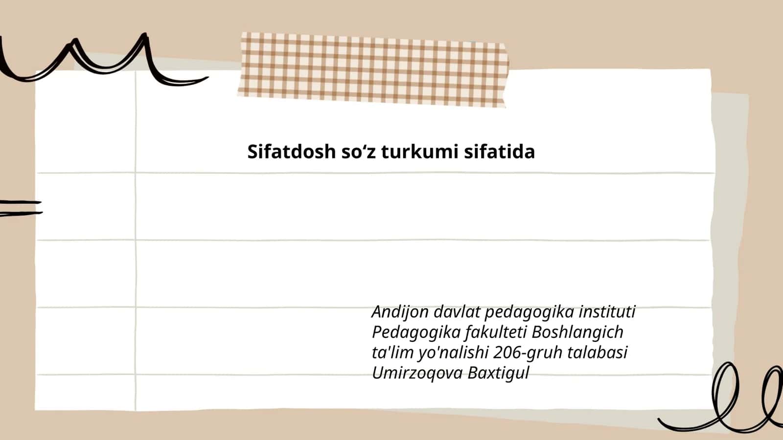 Sifatdosh so‘z turkumi sifatida