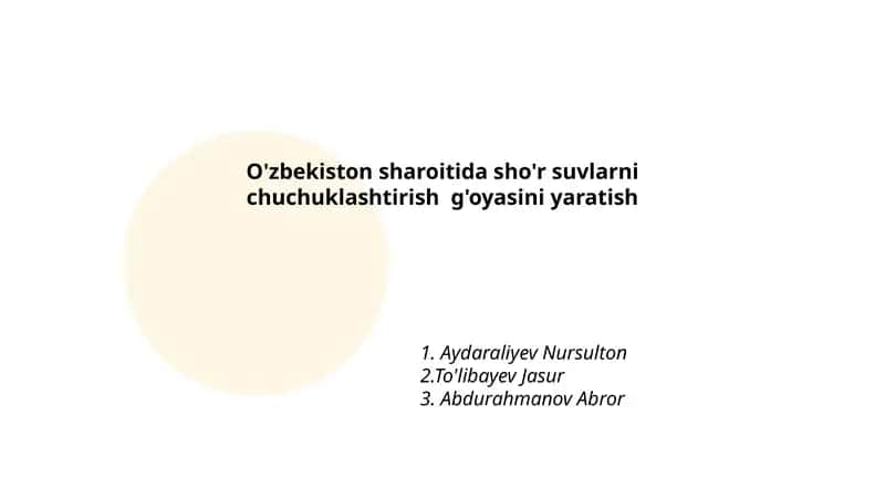 Sho'r suvlarni chuchuklashtirish g'oyasi