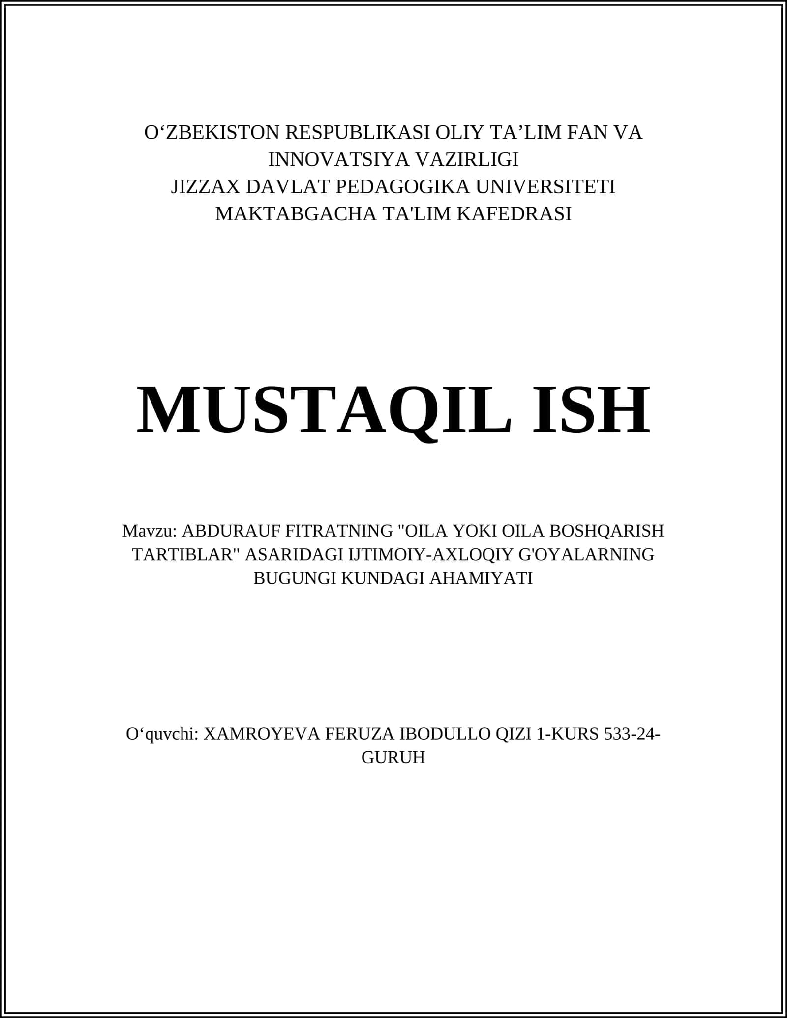 Oila boshqarishning zamonaviy usullari