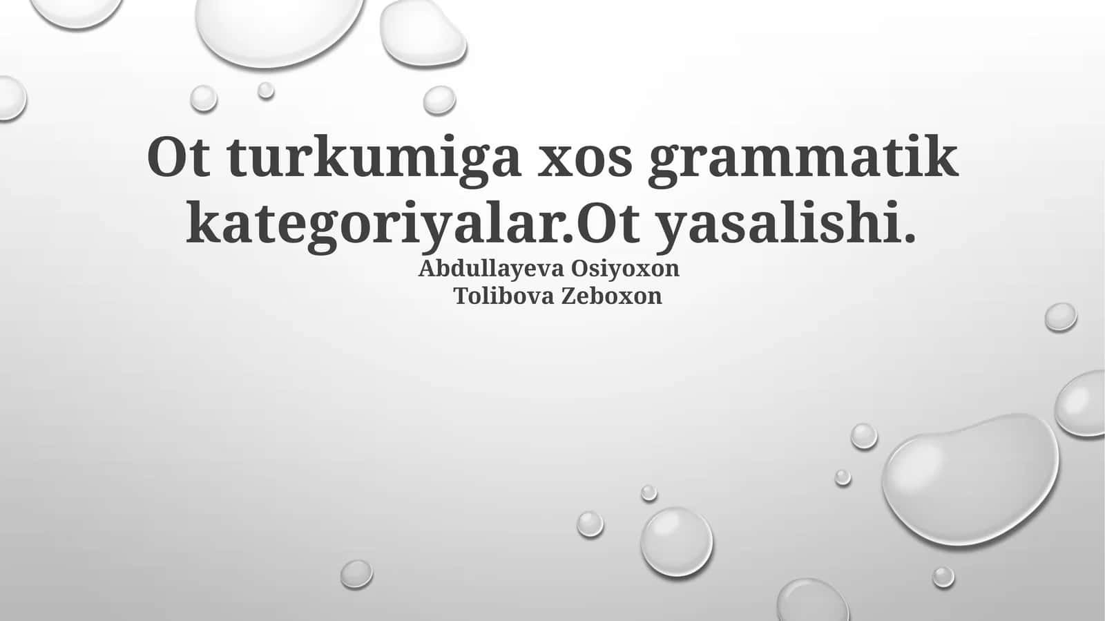 Ot turkumiga xos grammatik kategoriyalar