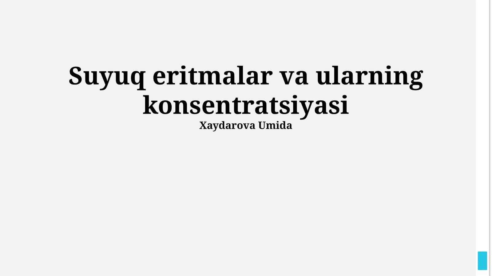 Suyuq eritmalar va ularning konsentratsiyasi