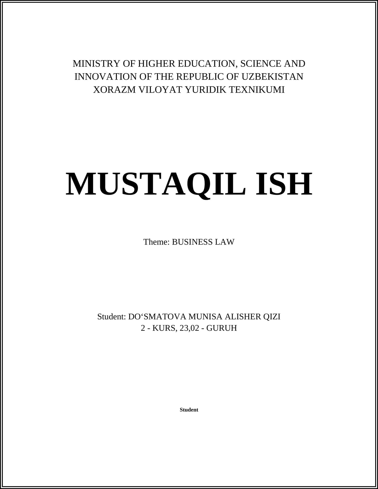 Contract Law Course