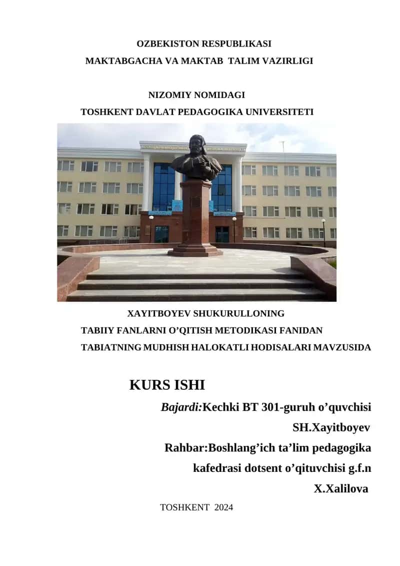 TABIATNING MUDHISH HALOKATLI HODISALARI