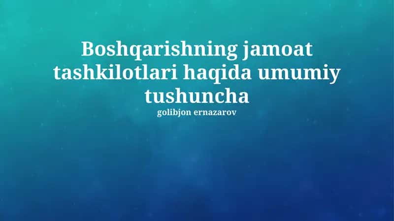 Davlat boshqaruvi tashkilotlarining mohiyati