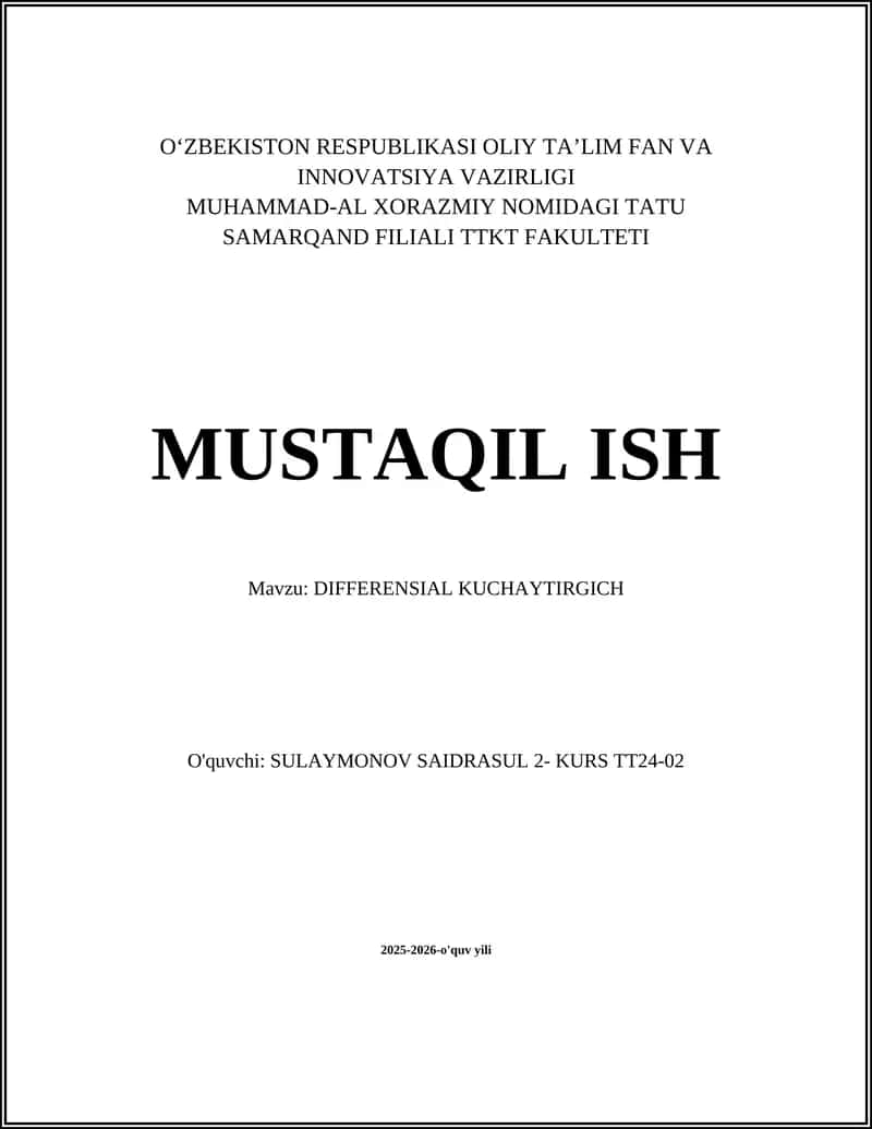 DIFFERENSIAL KUCHAYTIRGICH