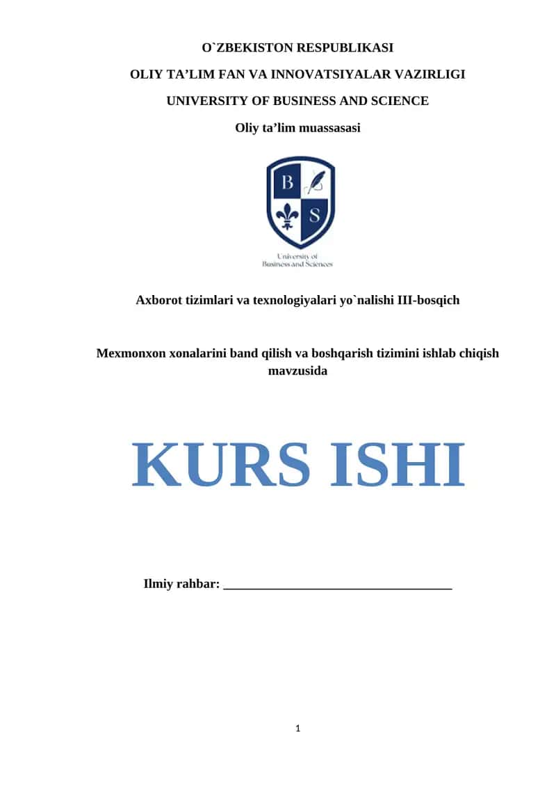 Axborot tizimlari va texnologiyalari yo`nalishi III-bosqich