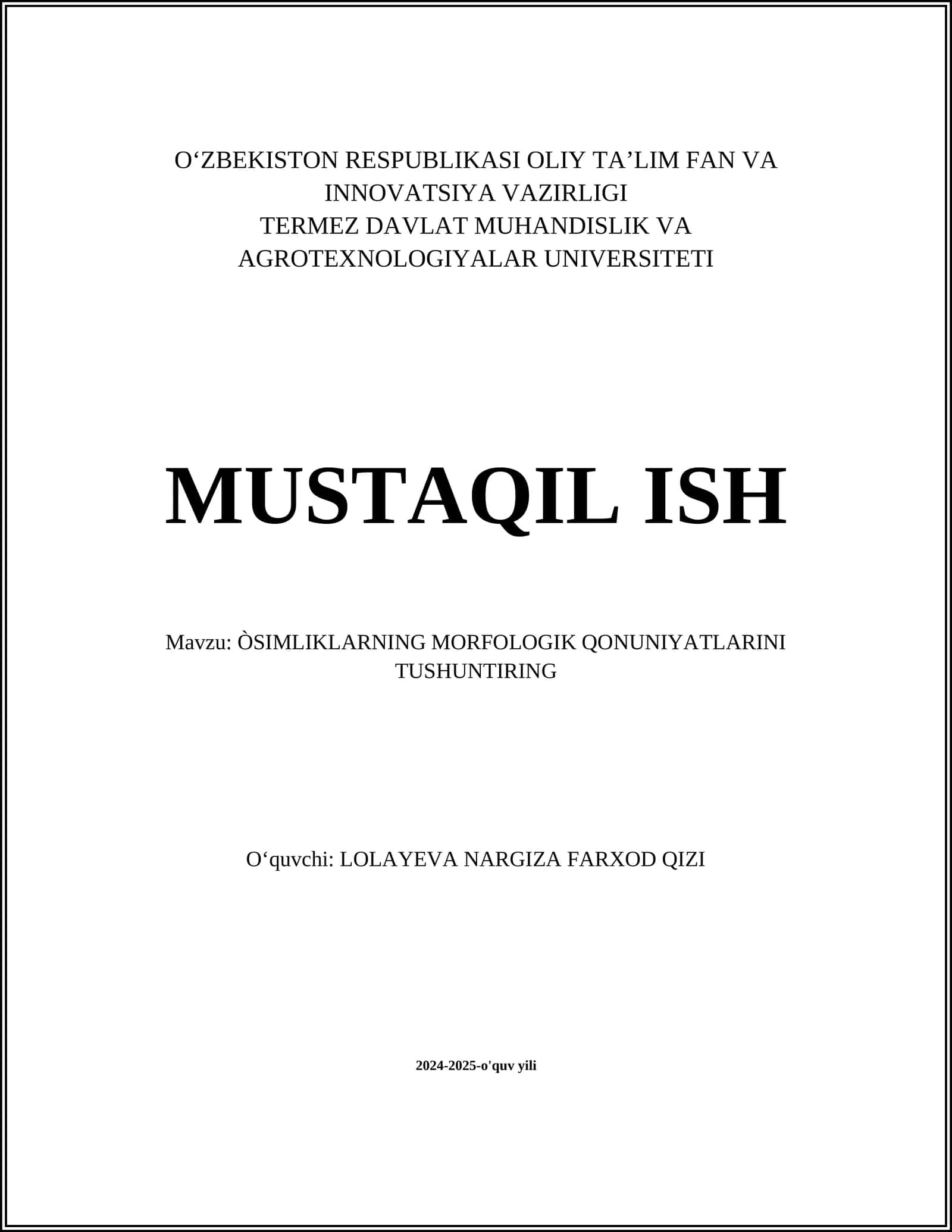 Òsimliklarning morfologik qonuniyatlarini tushuntiring
