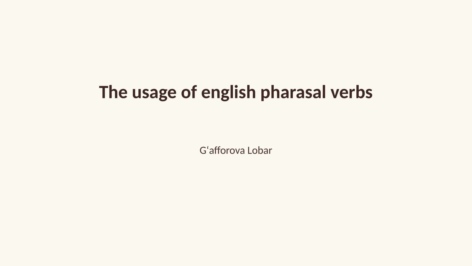 Phrasal Verbs in English