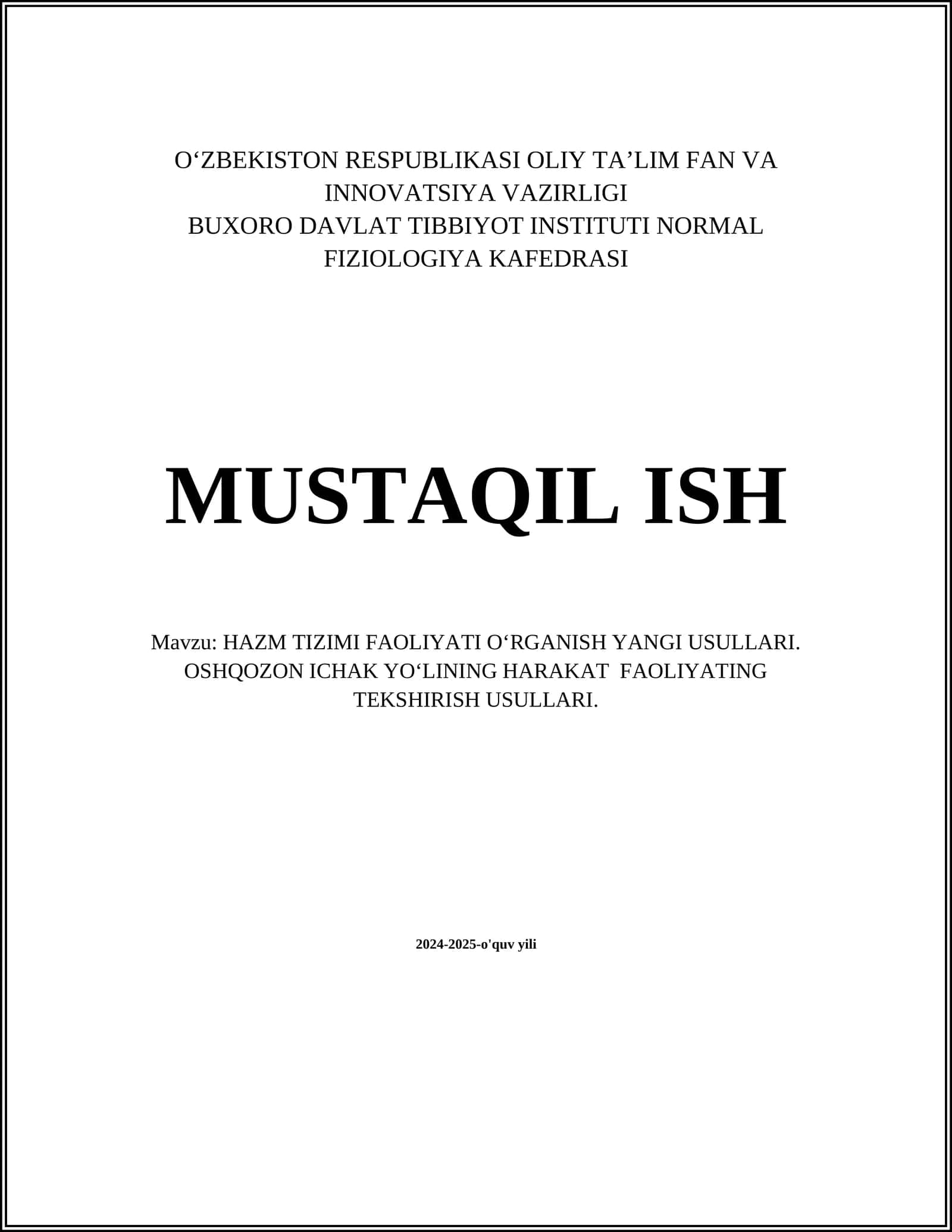 HAZM TIZIMI FAOLIYATINI OʻRGANISHNING YANGI USULLARI