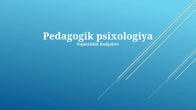 Pedagogik psixologiya