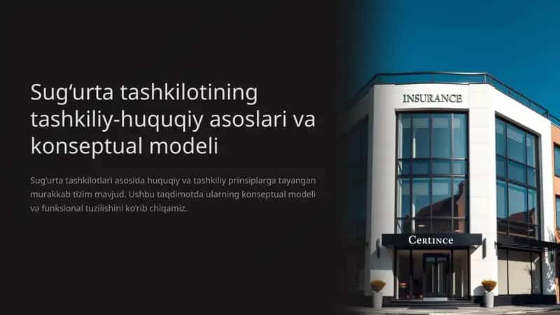 Sug‘urta tashkilotining tashkiliy-huquqiy asoslari va konseptual modeli.
