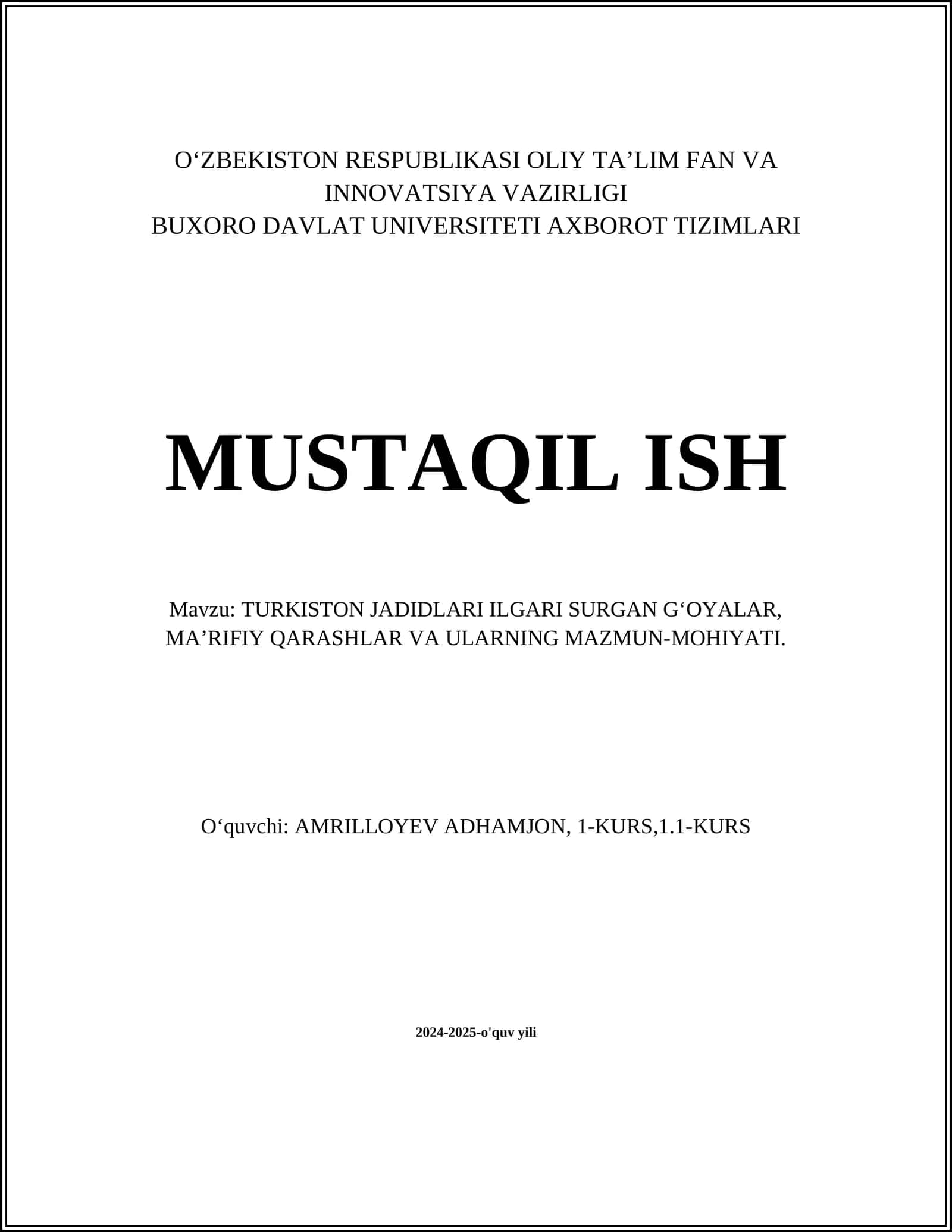 TURKISTON JADIDLARI ILGARI SURGAN G‘OYALAR, MA’RIFIY QARASHLAR VA ULARNING MAZMUN-MOHIYATI