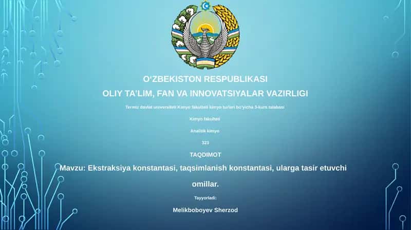 Ekstraksiya va Partitsiya Koeffitsientlari Asoslari