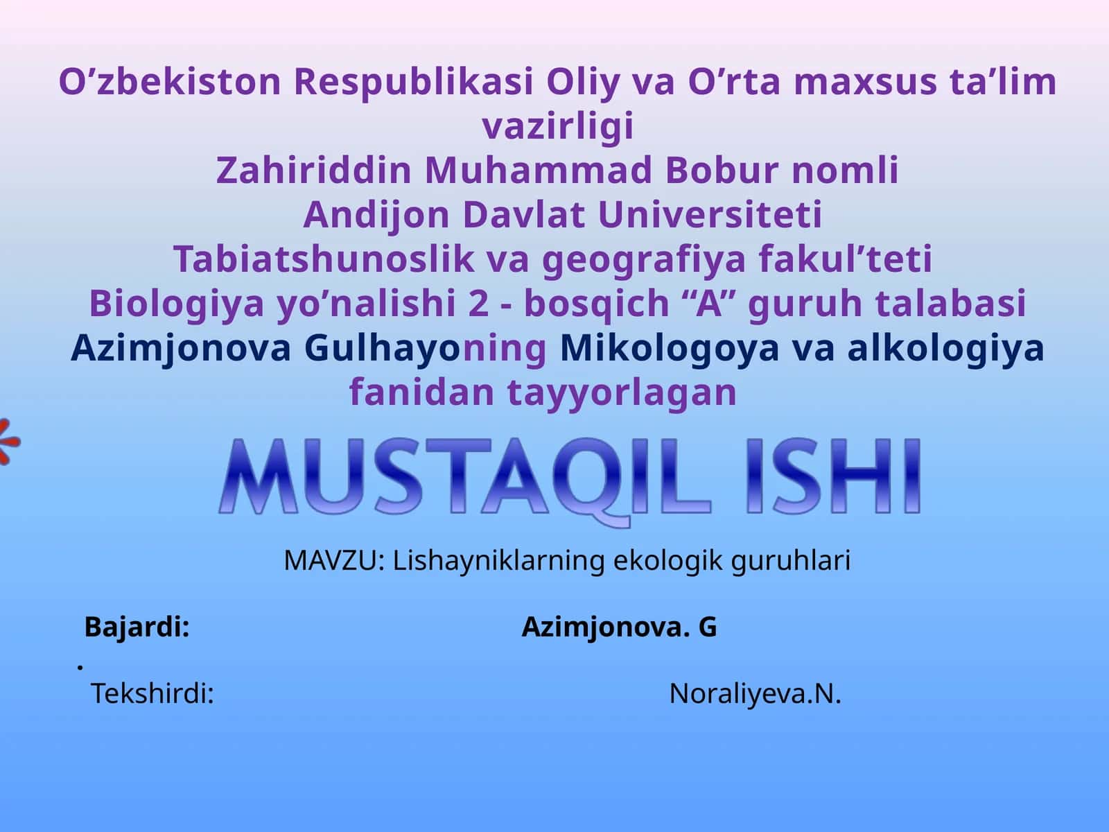 Lishayniklarning Ekologik Guruhlari
