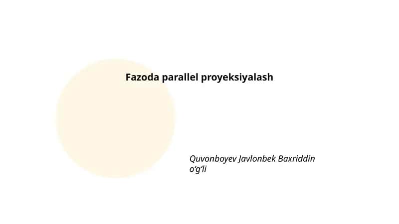 Fazoda parallel proyeksiyalash