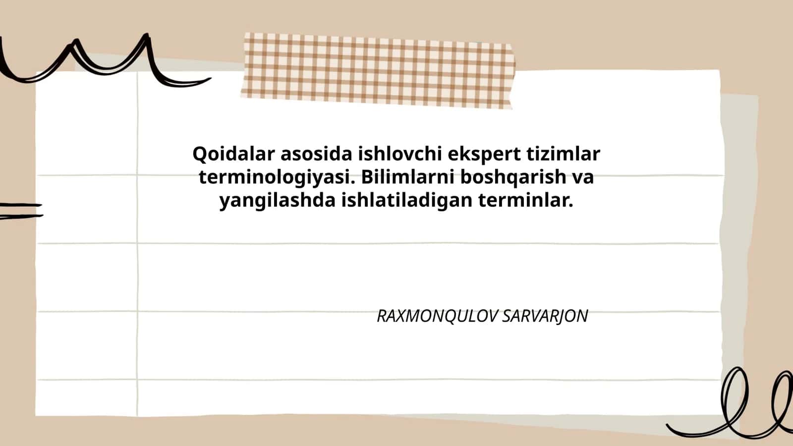 Qoidalar asosida ishlovchi ekspert tizimlar terminologiyasi