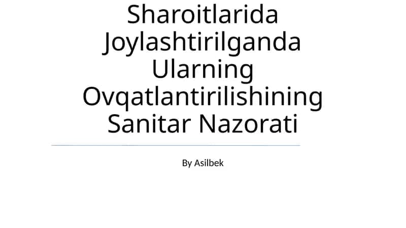 Qo'Shinlarni Kazarma Va Dala Sharoitlarida Joylashtirilganda Ularning Ovqatlantirilishining Sanitar Nazorati