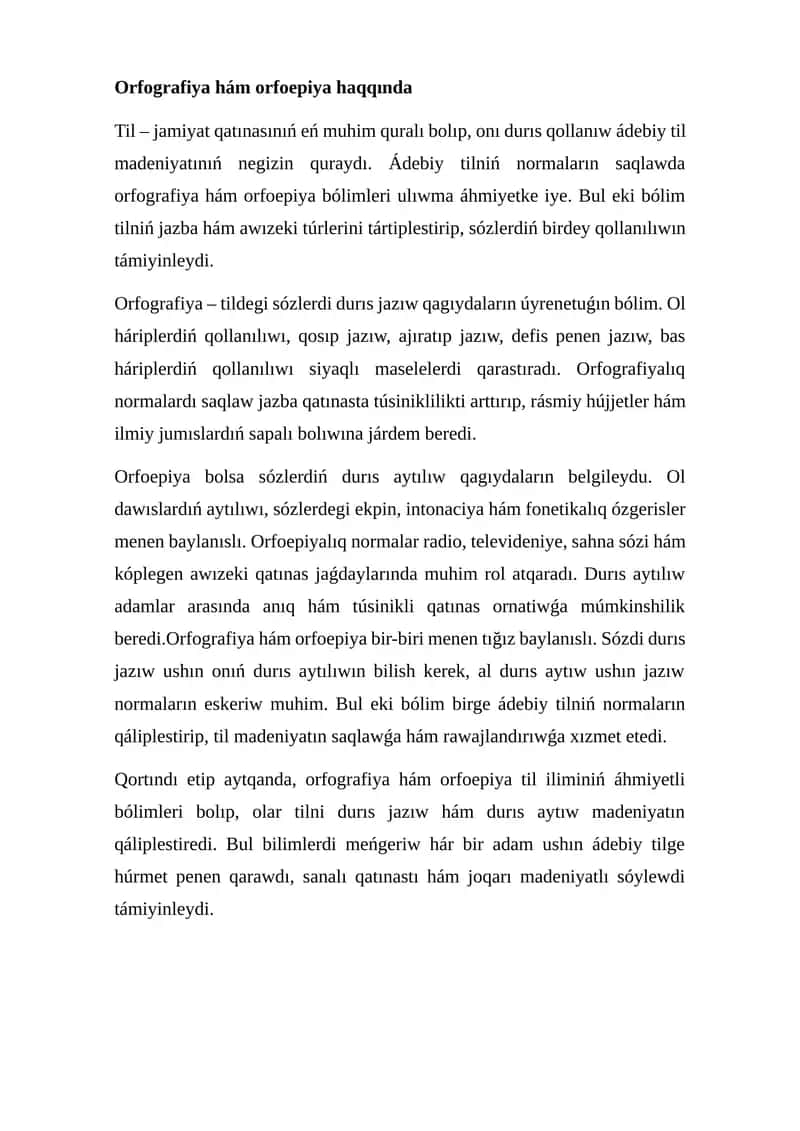 Orfografiya hám orfoepiya haqqında