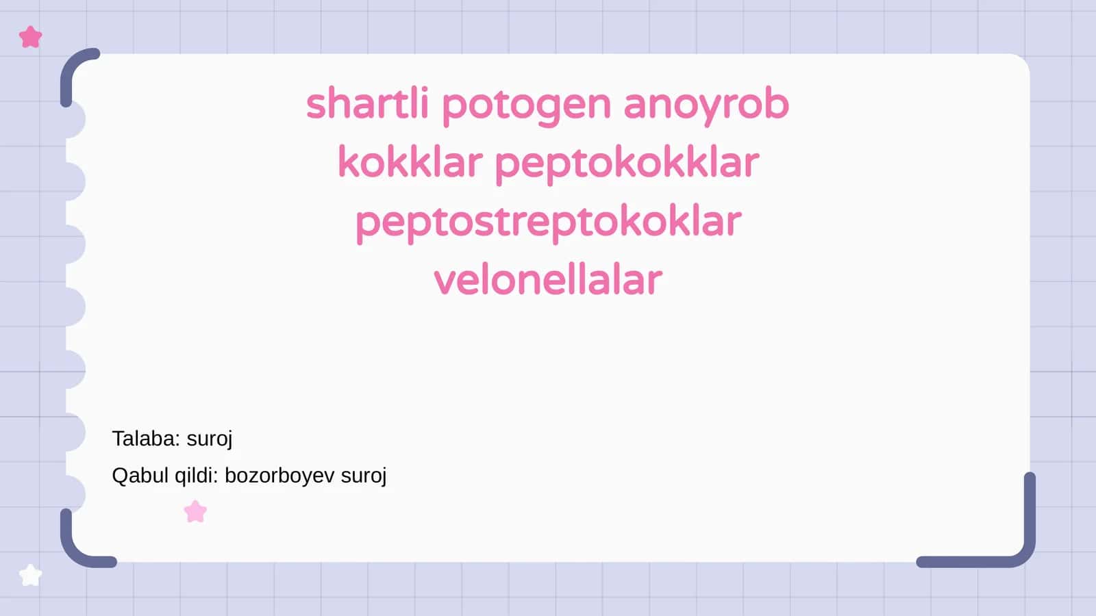 Shartli patogen anaerob kokklarning umumiy ko'rinishi