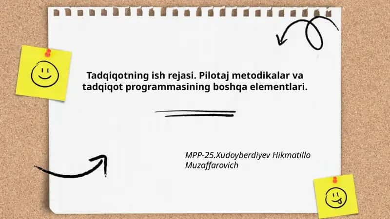 Pilotaj metodikalar va tadqiqot programmasi