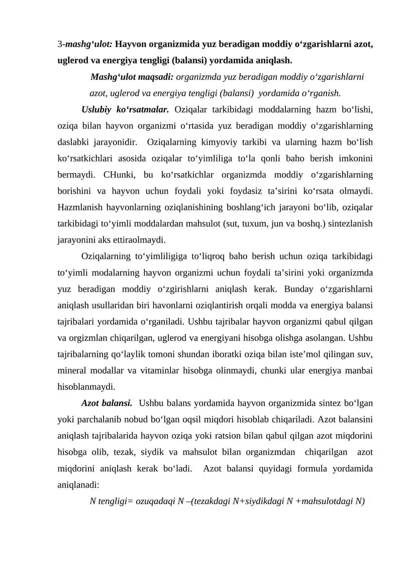 Oziqalar tarkibidagi moddalarning hazm bo‘lishi