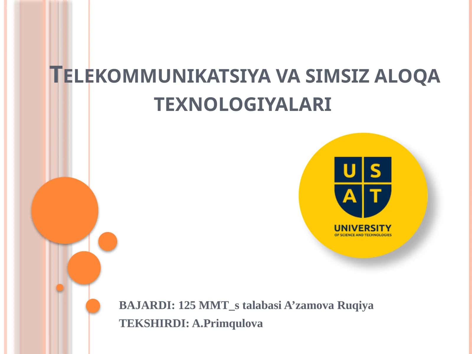Telekommunikatsiya va simsiz aloqa texnologiyalari