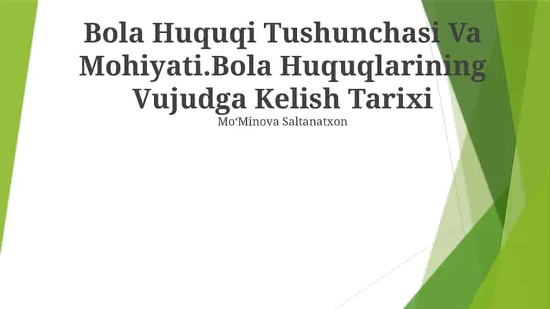 Bola Huquqi Tushunchasi Va Mohiyati