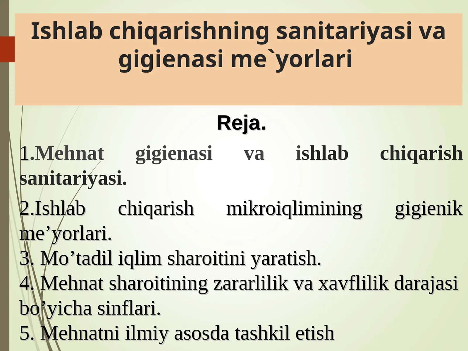 Ishlab chiqarishning sanitariyasi va gigienasimi yorlari