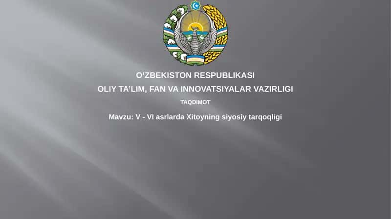 V - VI asrlarda Xitoyning siyosiy tarqoqligi