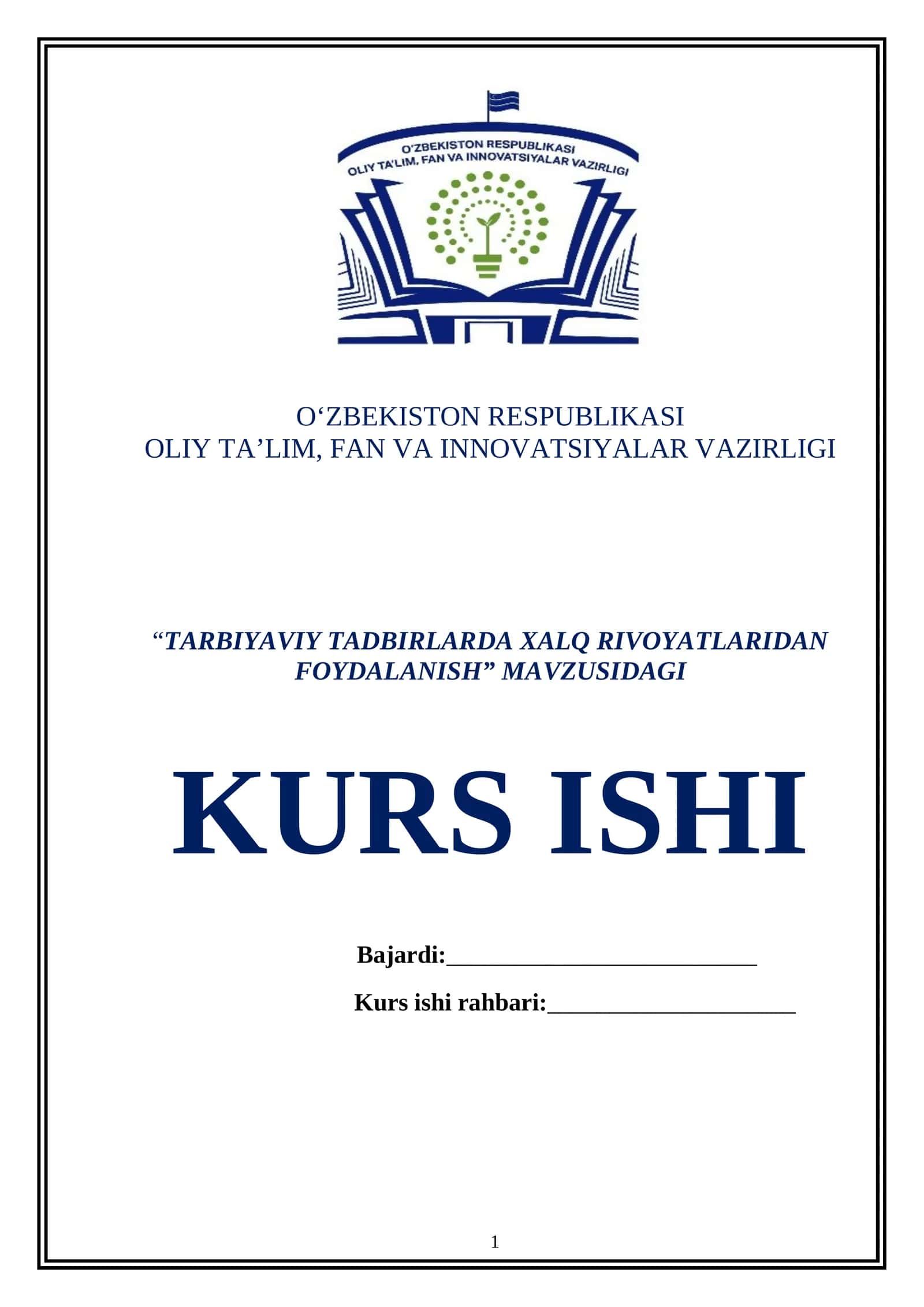 TARBIYAVIY TADBIRLARDA XALQ RIVOYATLARIDAN FOYDALANISH