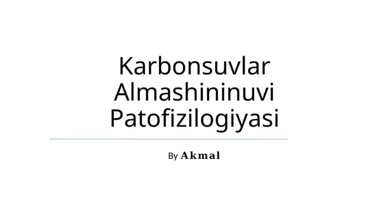 Karbonsuvlar Almashininuvi Patofizilogiyasi