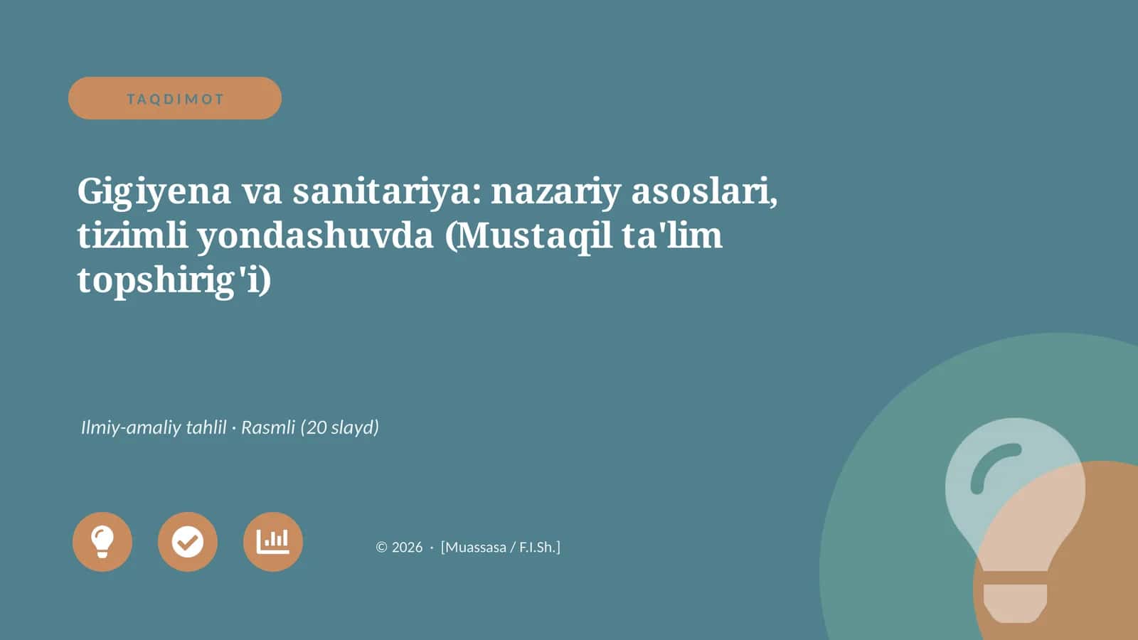 Gigiyena va sanitariya: nazariy asoslari, tizimli yondashuvda (Mustaqil ta'lim topshirig'i)