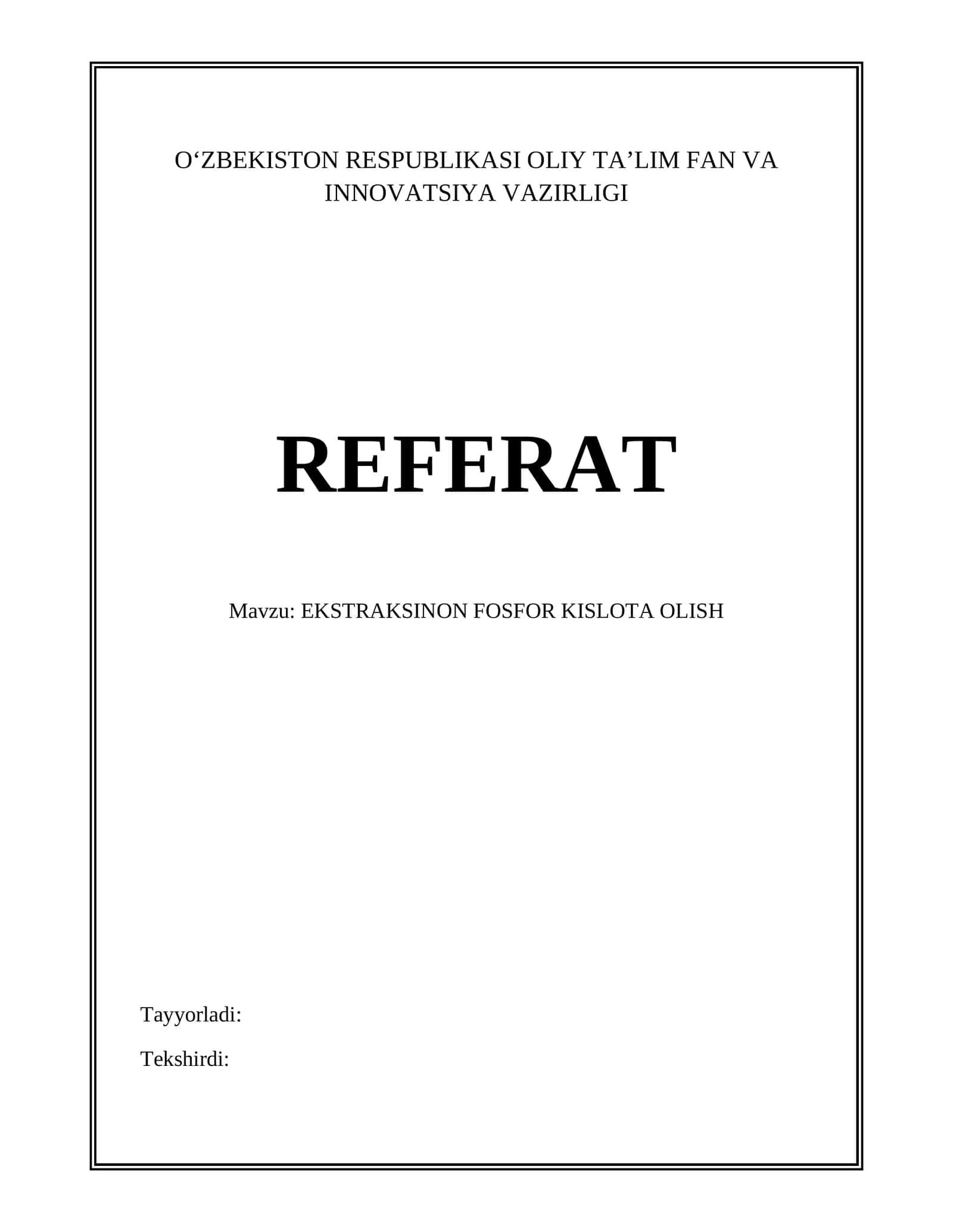 EKSTRAKSINON FOSFOR KISLOTA OLISH