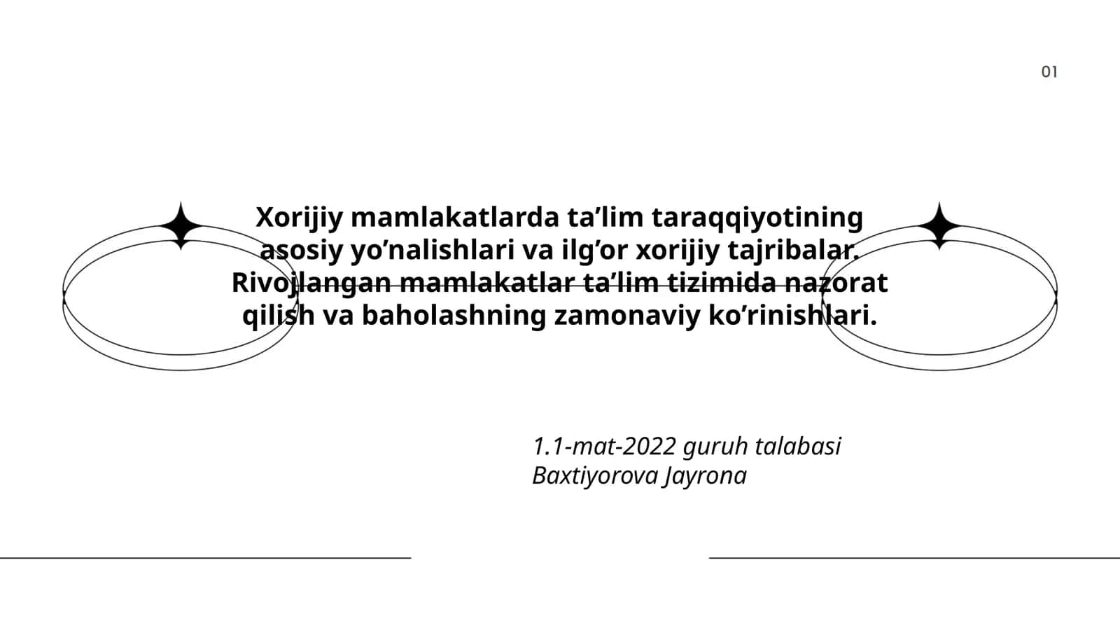 Xorijiy mamlakatlarda ta’lim taraqqiyotining asosiy yo’nalishlari va ilg’or xorijiy tajribalar. Rivojlangan mamlakatlar ta’lim tizimida nazorat qilish va baholashning zamonaviy ko’rinishlari