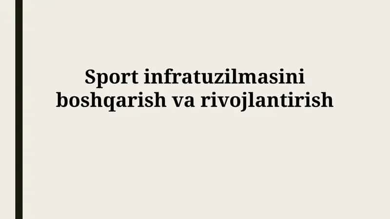 Sport infratuzilmasini rejalashtirish