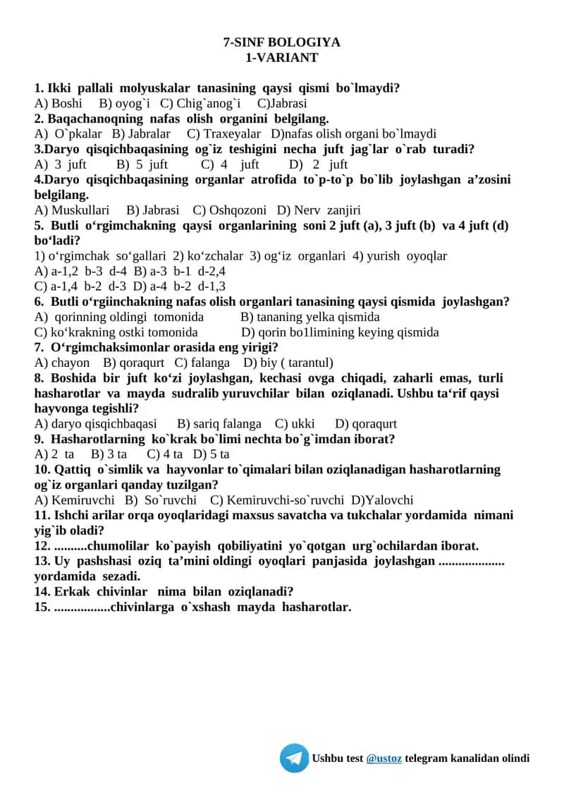 7-sinf BOLOGIYA