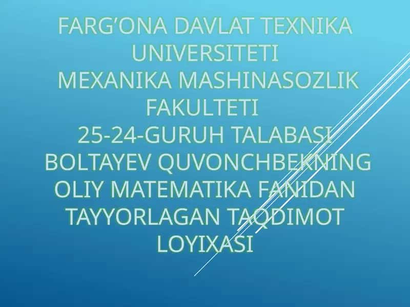 Yuqori tartibli differensial tenglamalar koshi masalasi tartibini pasayish boʻlgan differensial tenglamalar
