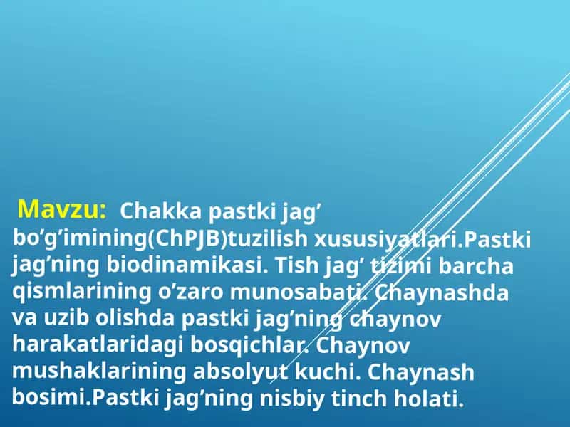 Chakka pastki jag’ bo’g’imining tuzilishi