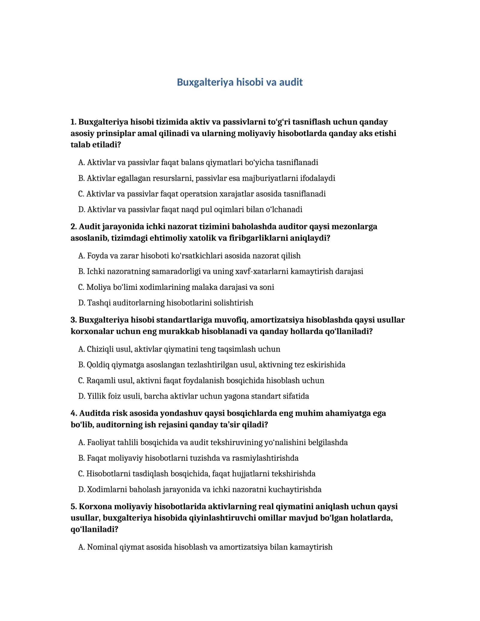 Buxgalteriya hisobi va audit
