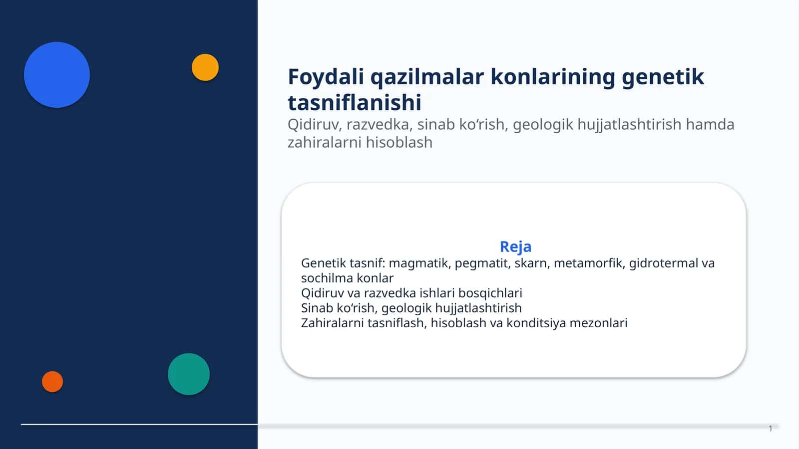 Foydali qazilmalar konlarining genetik tasnifi
