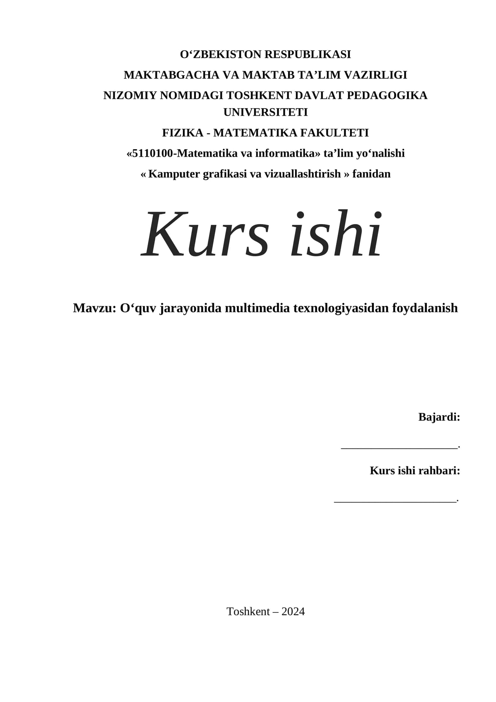 Oʻquv jarayonida multimedia texnologiyasidan foydalanish