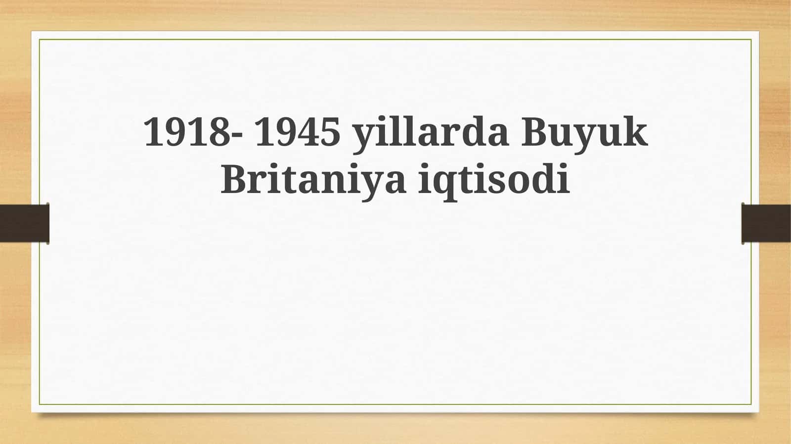 Birinchi va Ikkinchi Jahon Urushlari O'rtasidagi Iqtisodiy O'zgarishlar
