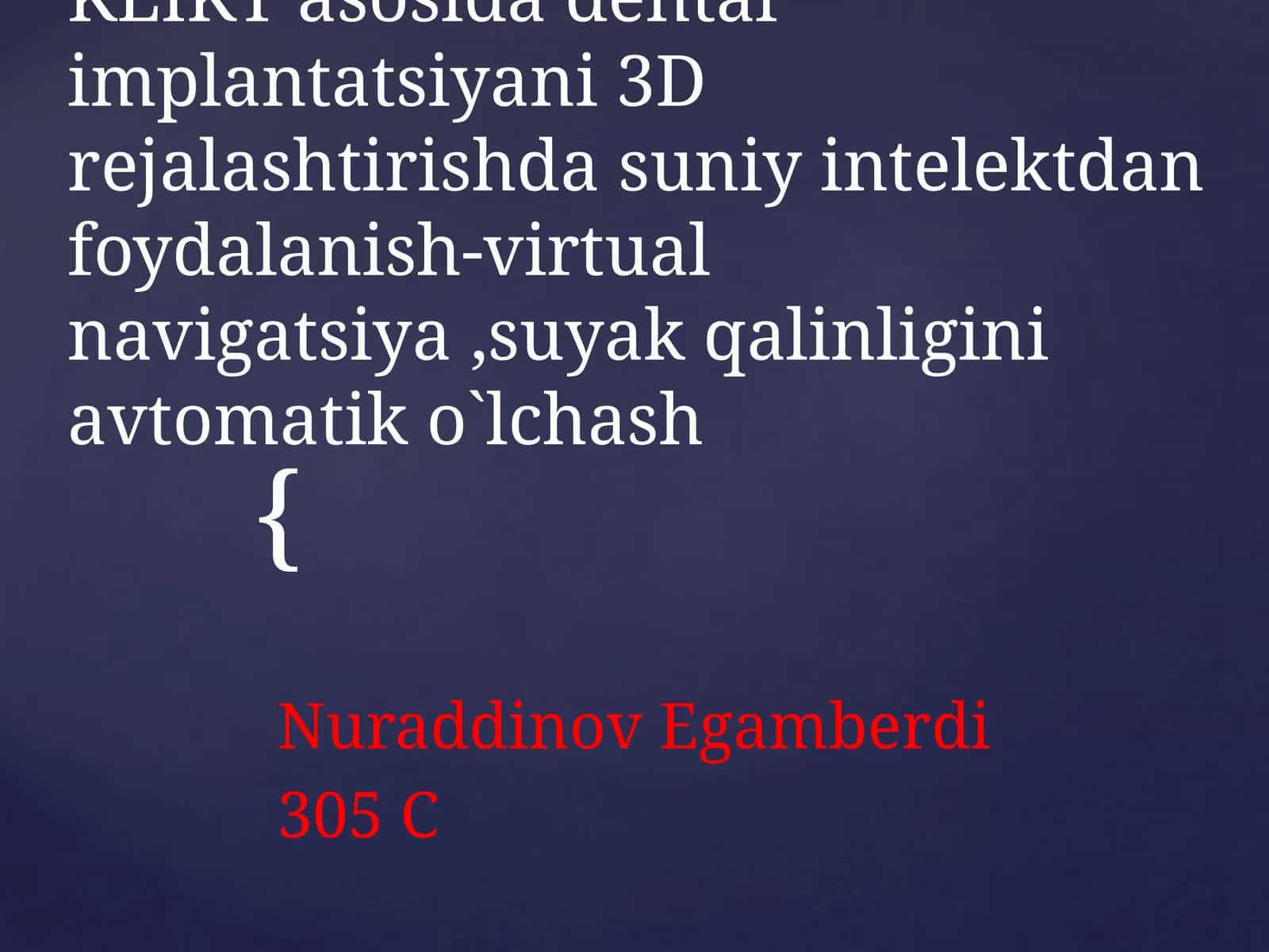 KLIKTasosida dental implantatsiyani 3D rejallash