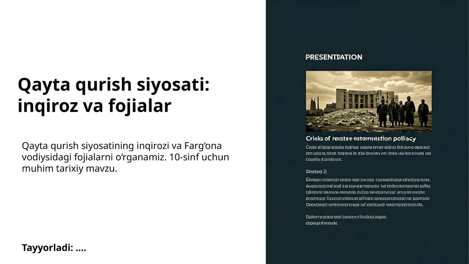 Qayta qurish siyosati: inqiroz va fojialar