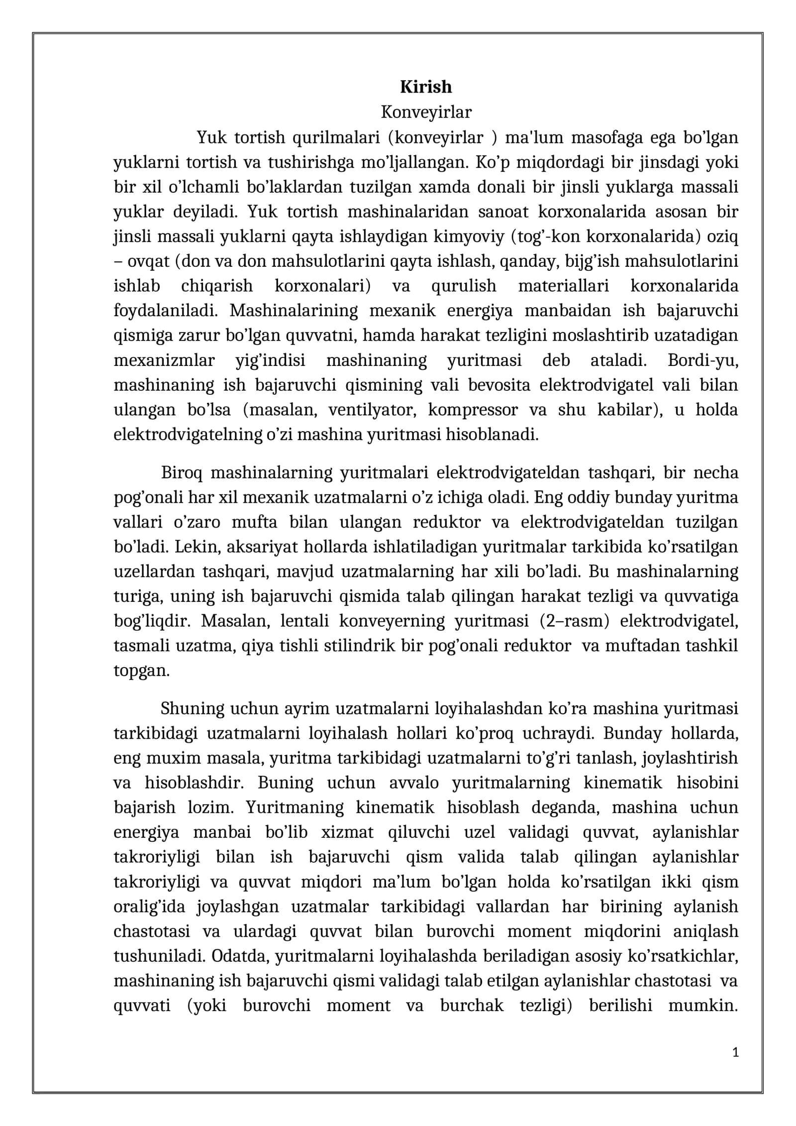 Bir pog'onsli slindrik reduktor kurs ishi hisobi bilan