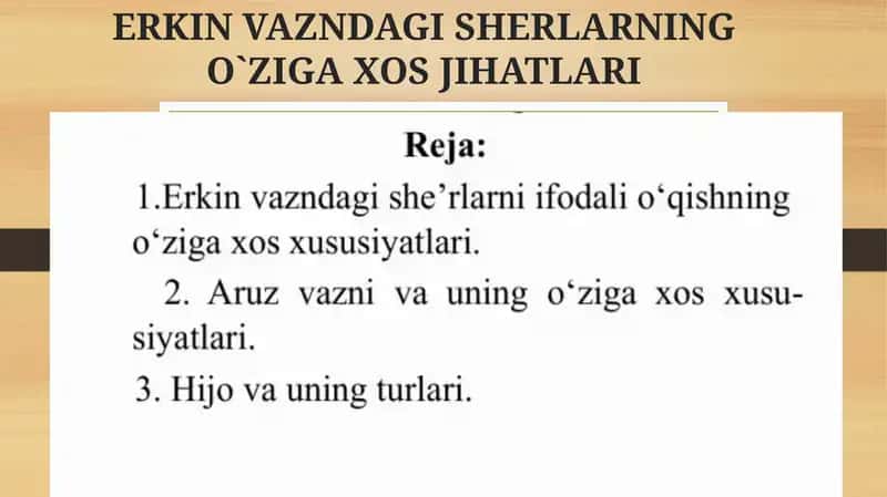 ERKIN VAZNDAGI SHERLARNING O`ZIGA XOS JIHATLARI