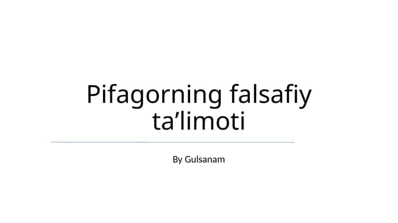 Pifagorning falsafiy taʼlimoti