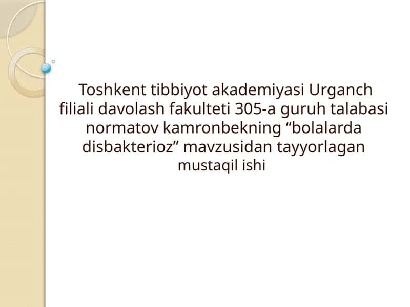 Tibbiyot. BKP