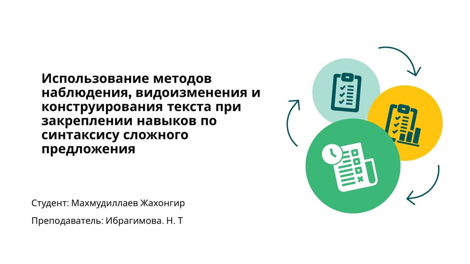 Методы наблюдения, видоизменения и конструирования текста при закреплении навыков по синтаксису сложного предложения
